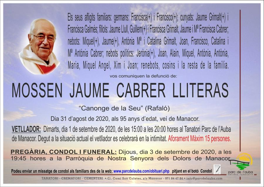 MOSSEN JAUME CABRER  LLITERAS