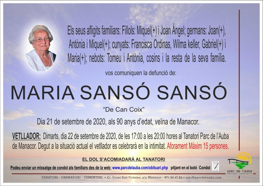MARIA SANSÓ SANSÓ