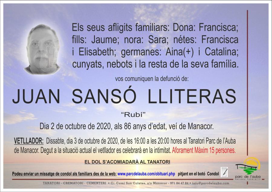 JUAN SANSÓ LLITERAS