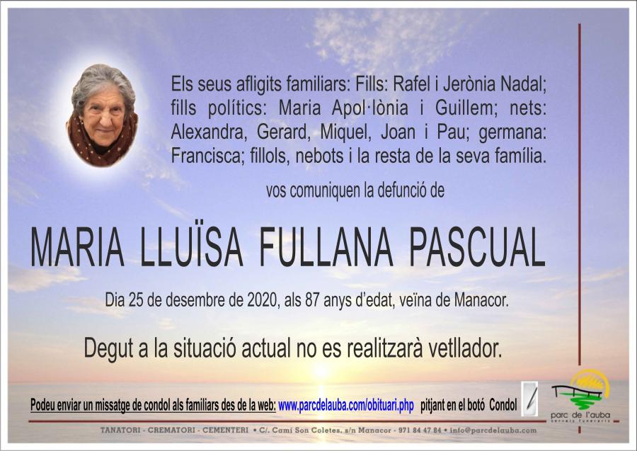 MARIA LLUÏSA FULLANA PASCUAL