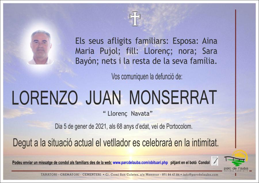 LORENZO JUAN MONSERRAT
