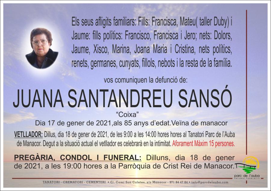 JUANA SANTANDREU SANSÓ