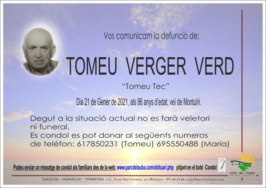 TOMEU VERGER VERD