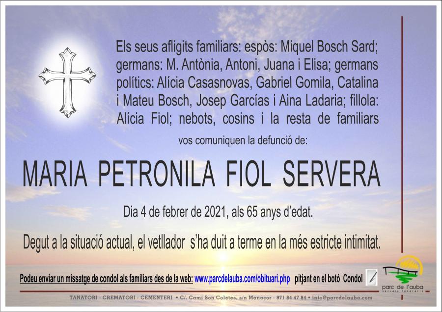MARIA PETRONILA FIOL SERVERA