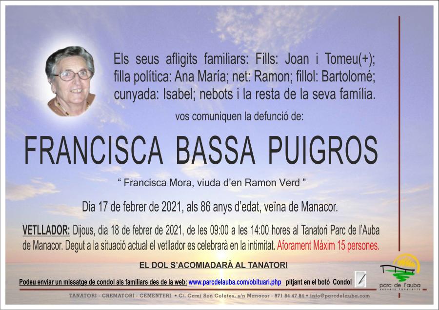 FRANCISCA BASSA PUIGROS