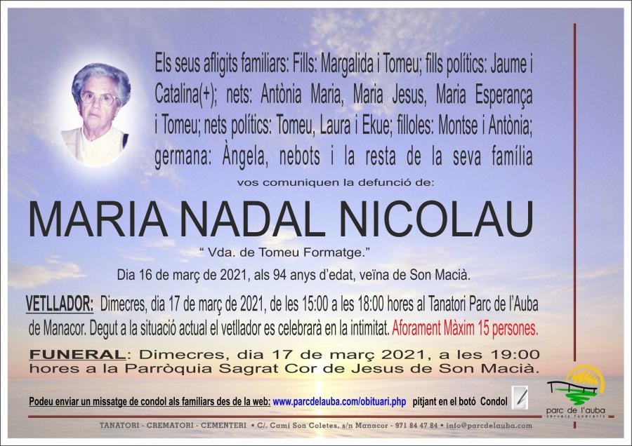 MARIA NADAL NICOLAU