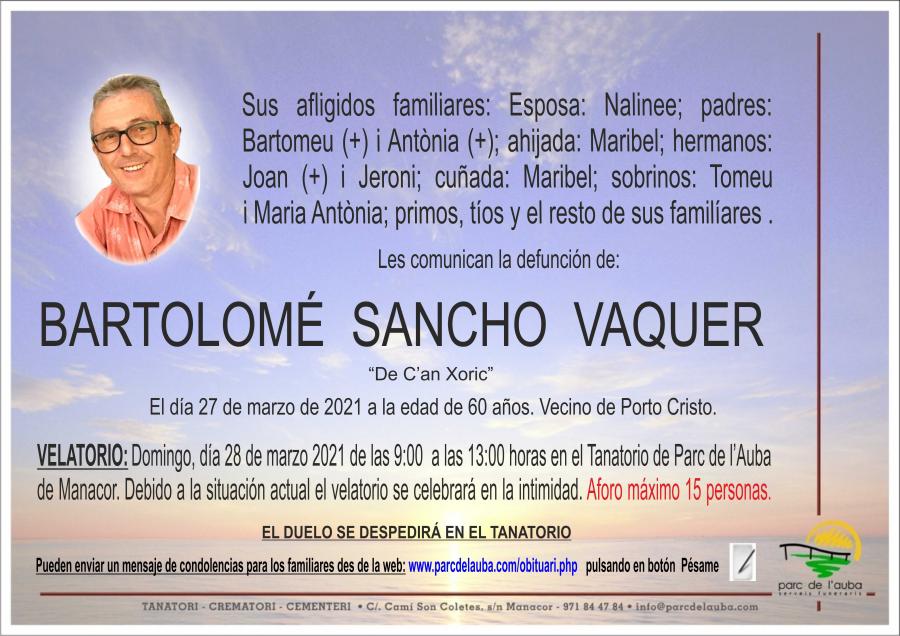 BARTOLOMÉ SANCHO VAQUER