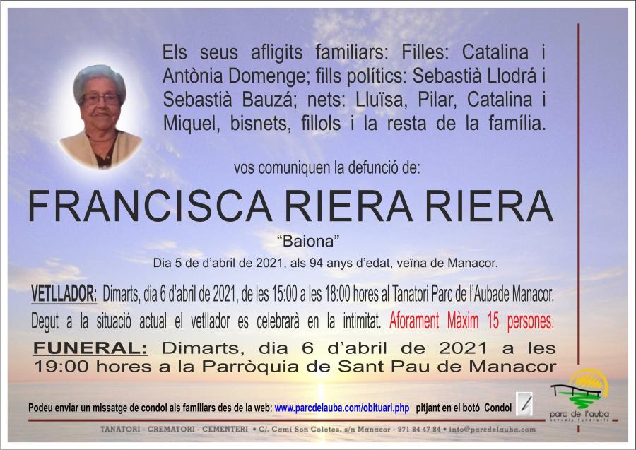 FRANCISCA RIERA RIERA
