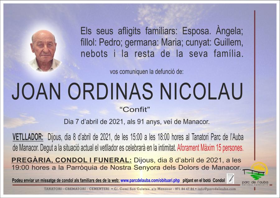 JOAN ORDINAS NICOLAU