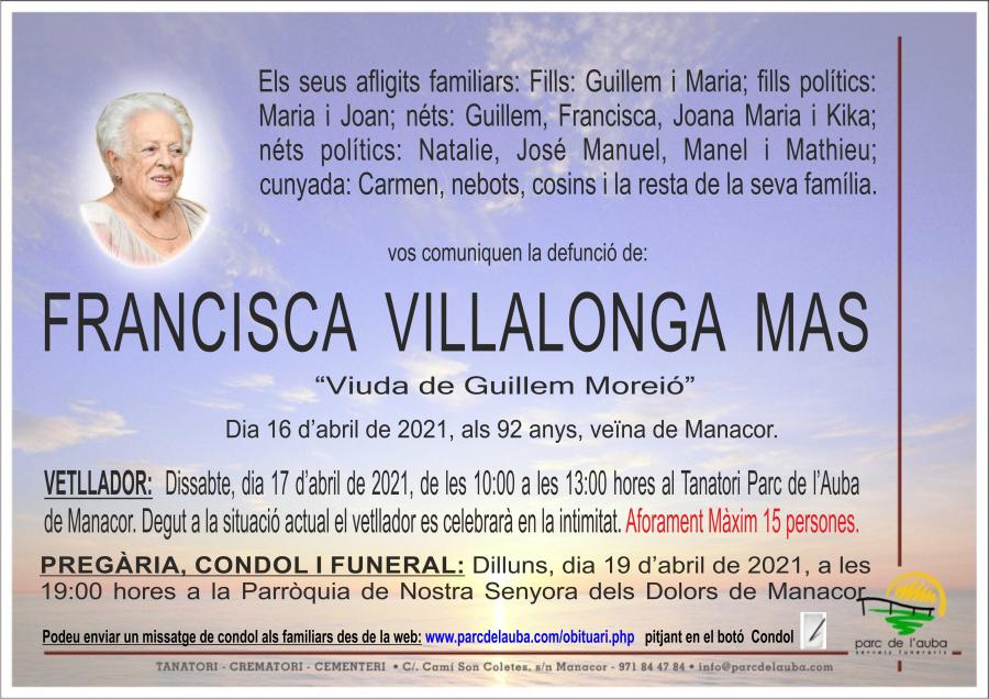 FRANCISCA VILLALONGA  MAS