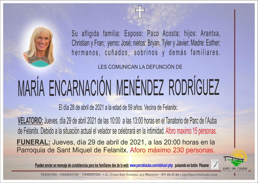 MARIA ENCARNACION MENENDEZ RODRIGUEZ
