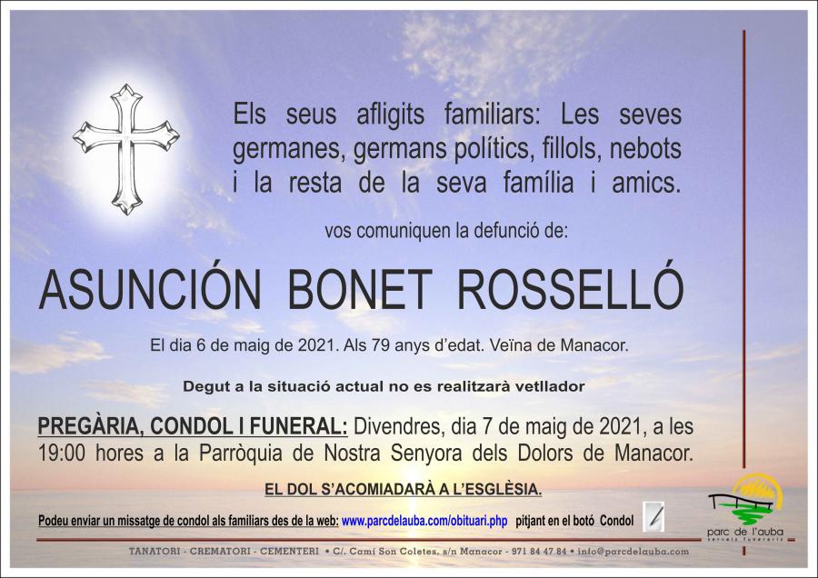 ASUNCIÓN BONET  ROSSELLÓ
