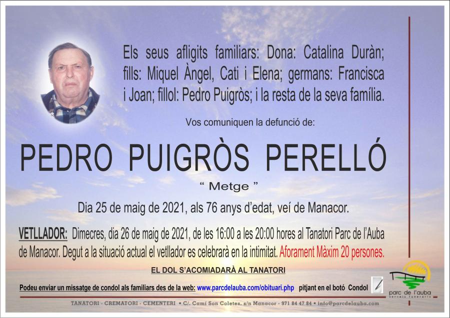 PEDRO PUIGRÒS PERELLÓ
