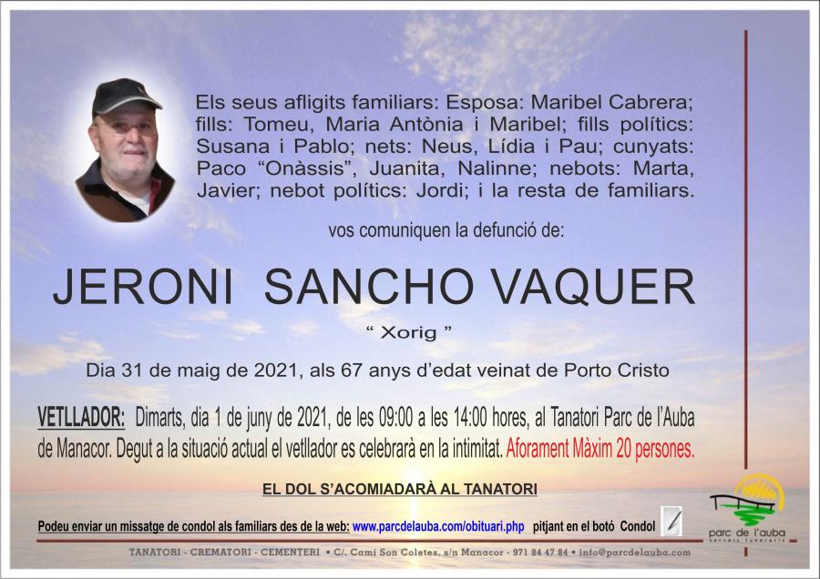 JERONI SANCHO VAQUER