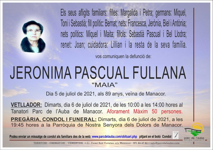 JERONIMA PASCUAL FULLANA
