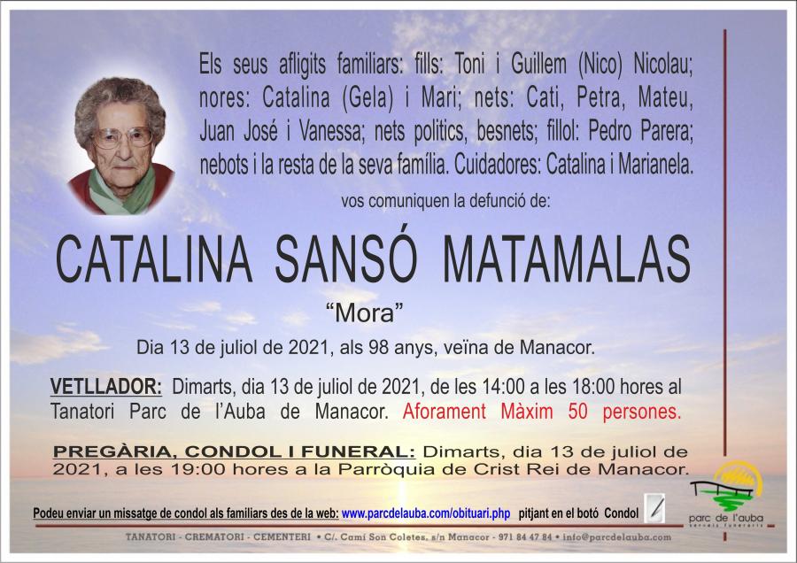 CATALINA SANSÓ  MATAMALAS