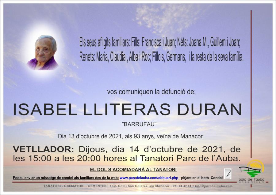 ISABEL LLITERAS DURAN