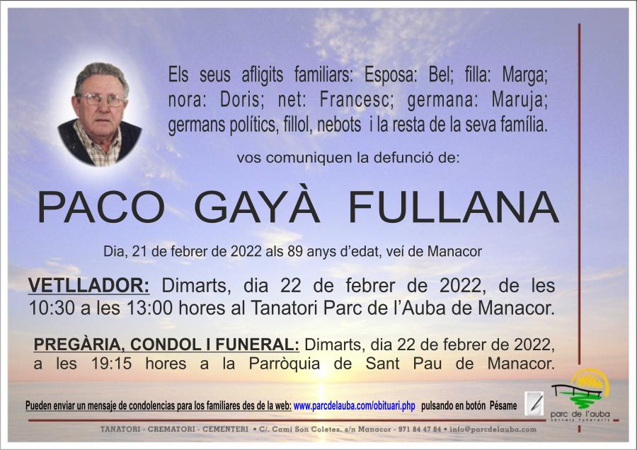 PACO GAYÀ  FULLANA