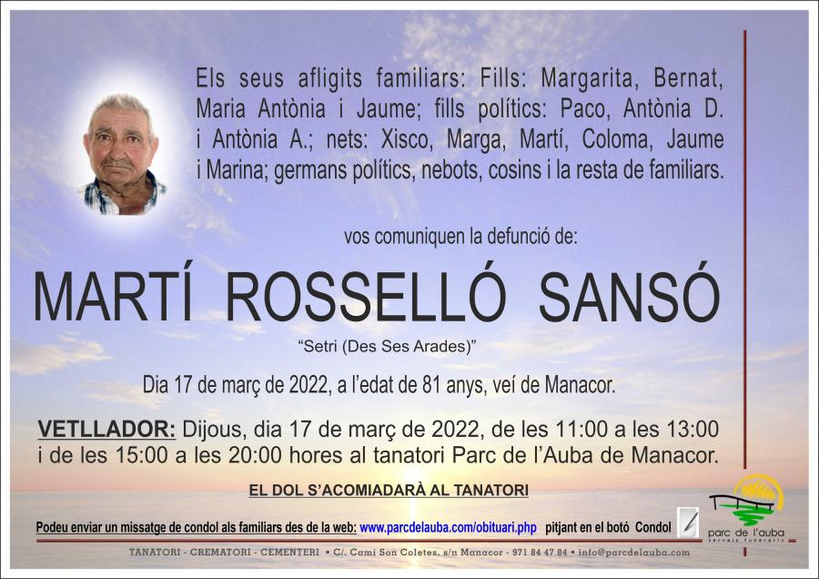 MARTÍ ROSSELLÓ  SANSÓ