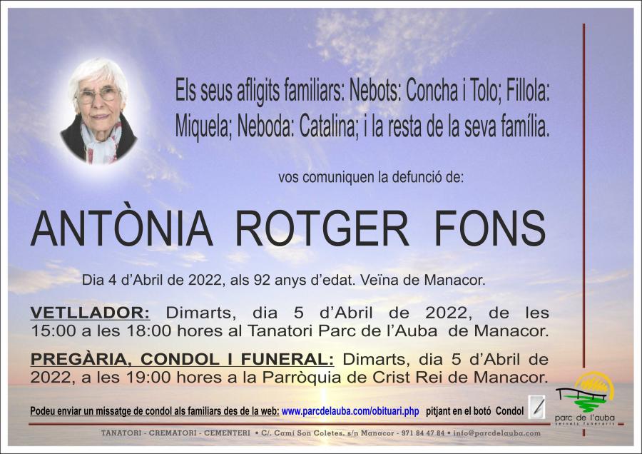 ANTÃ'NIA  ROTGER FONS