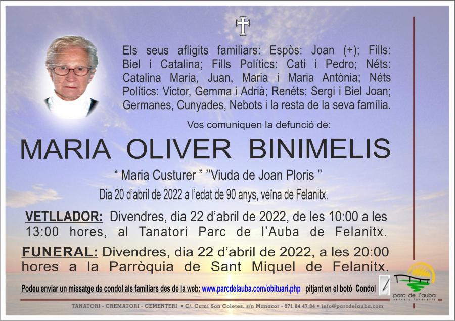 MARIA OLIVER BINIMELIS