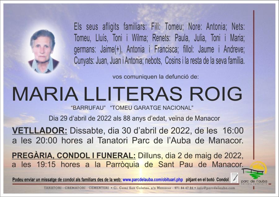 MARIA LLITERAS ROIG