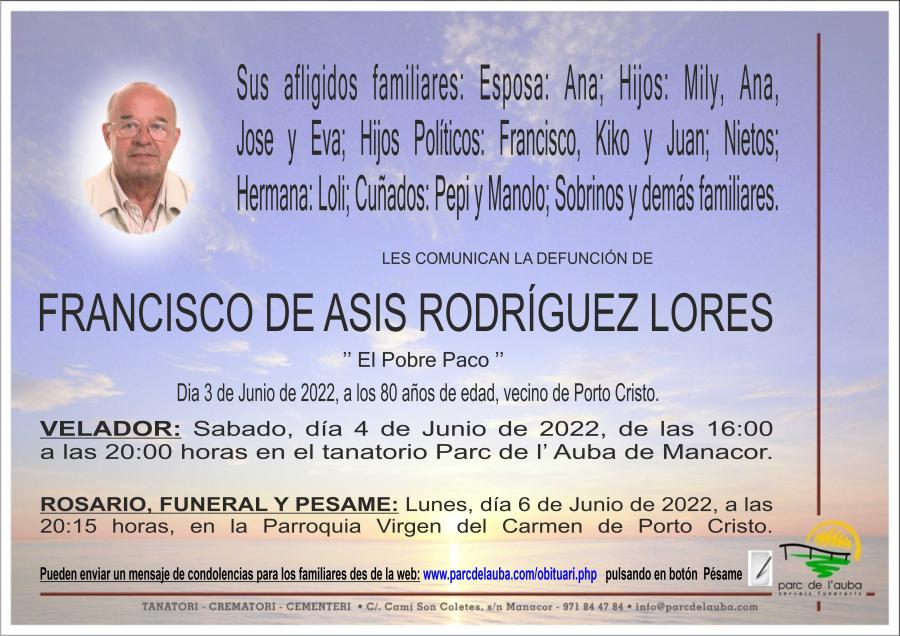 FRANCISCO DE ASIS RODRÍGUEZ LORES