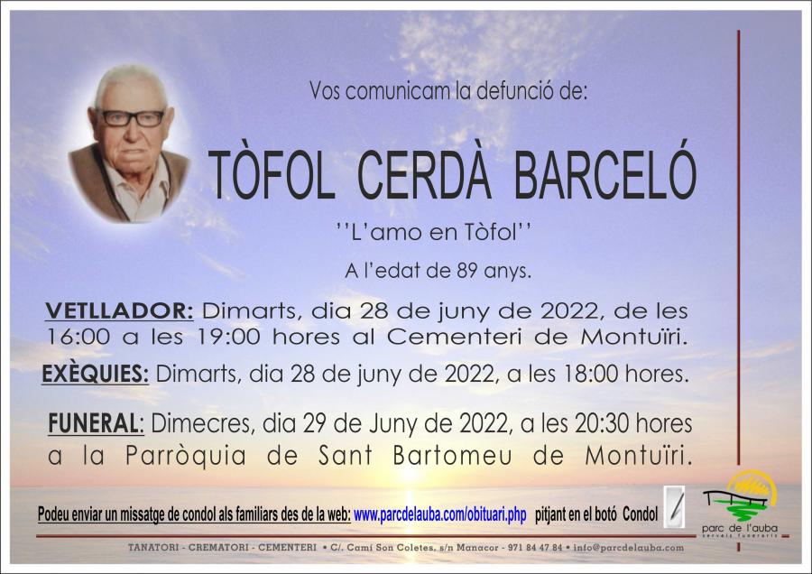 TÃ'FOL  CERDÀ BARCELÓ