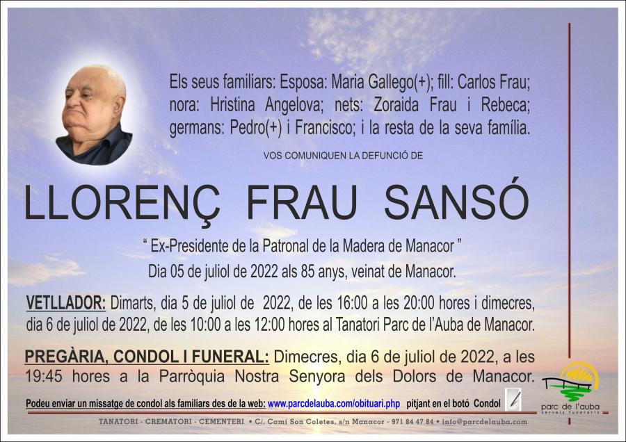 LLORENÇ   FRAU  SANSÓ