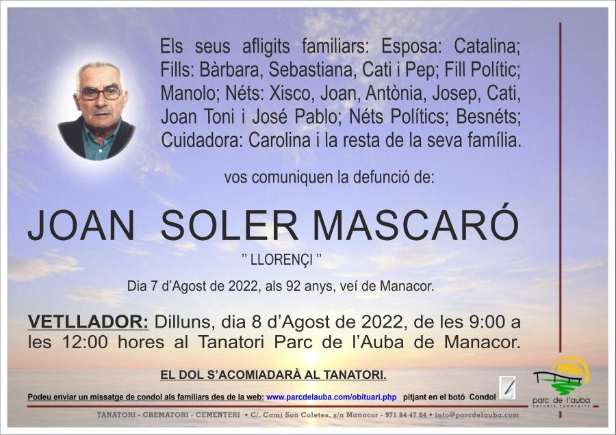 JOAN SOLER MASCARÓ
