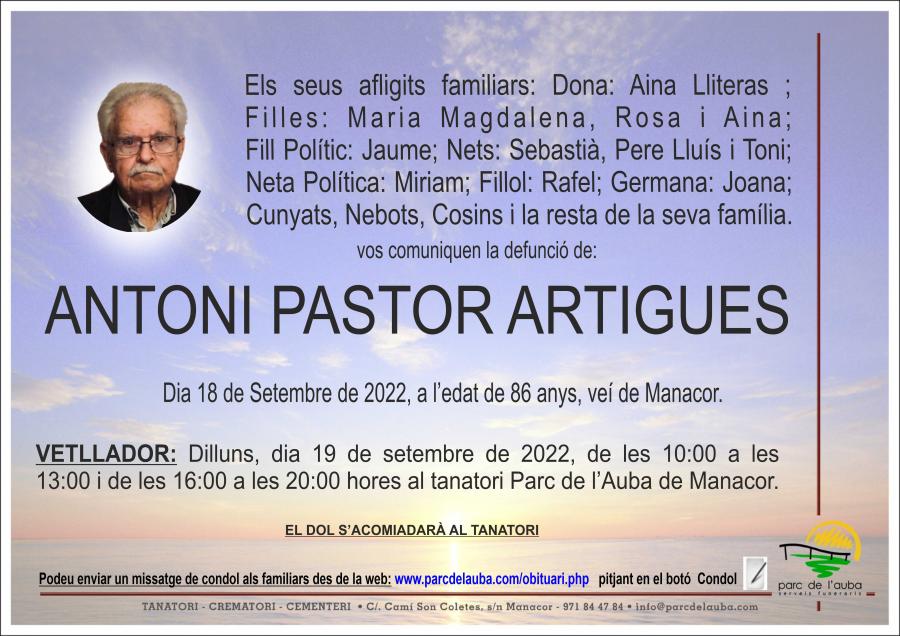 ANTONI PASTOR ARTIGUES