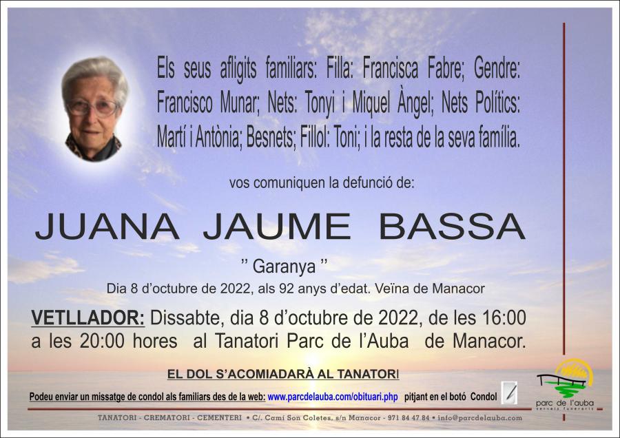 JUANA JAUME BASSA