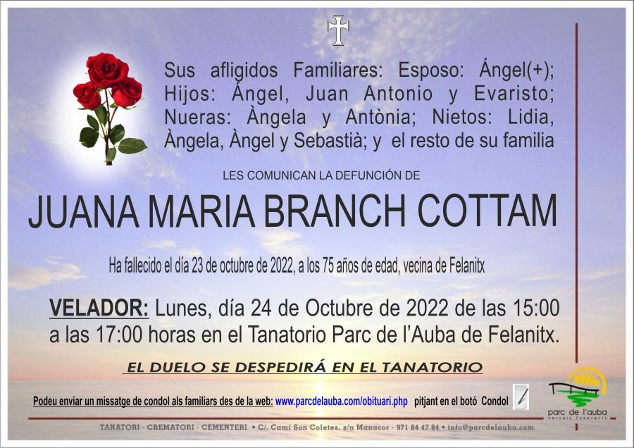 JUANA MARIA BRANCH COTTAM