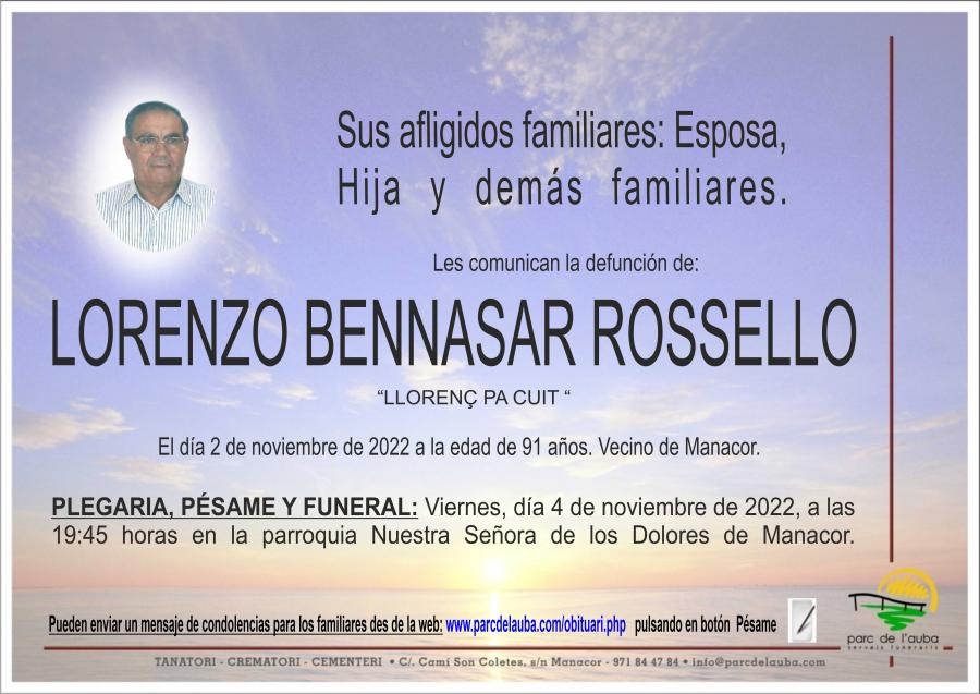 LORENZO BENNASAR ROSSELLO