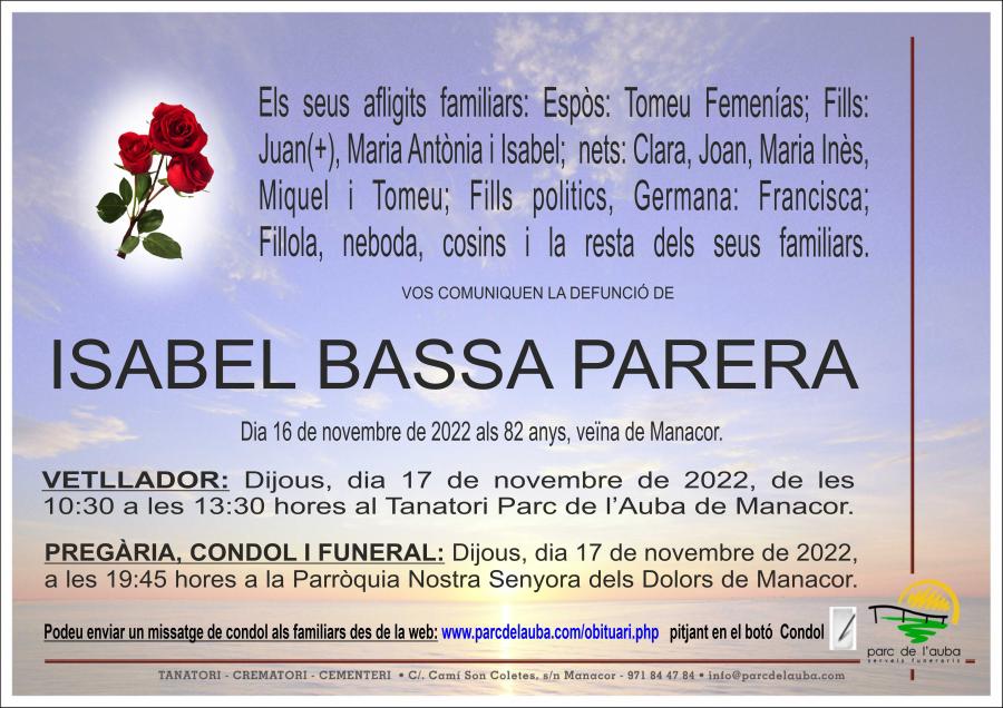 ISABEL  BASSA PARERA