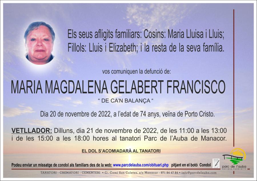 MARIA MAGDALENA  GELABERT FRANCISCO