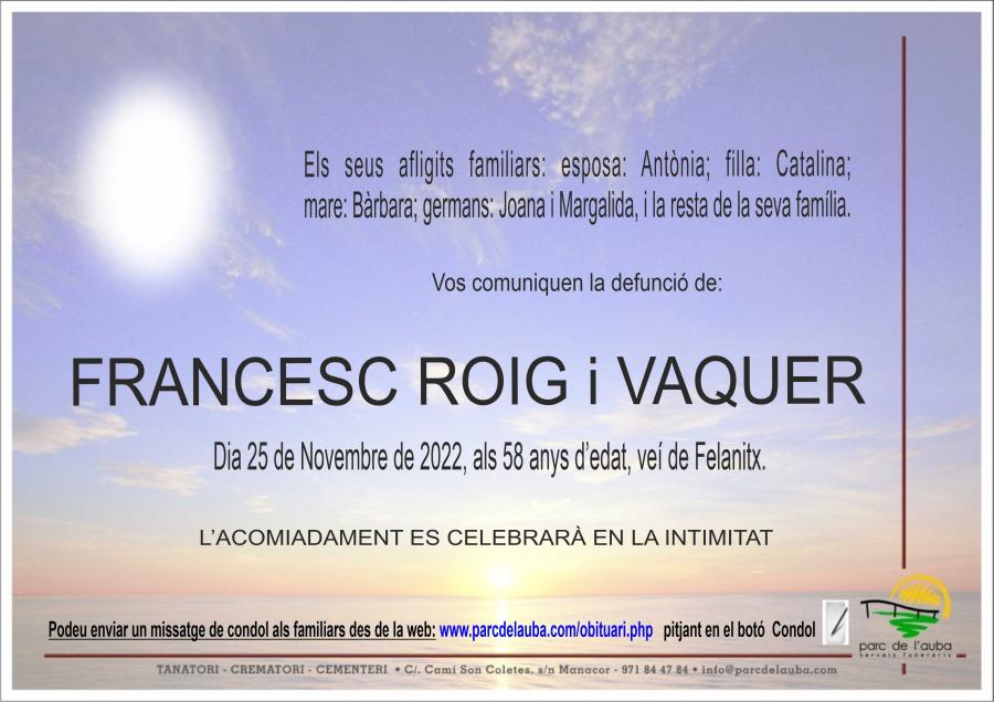 FRANCESC ROIG i VAQUER