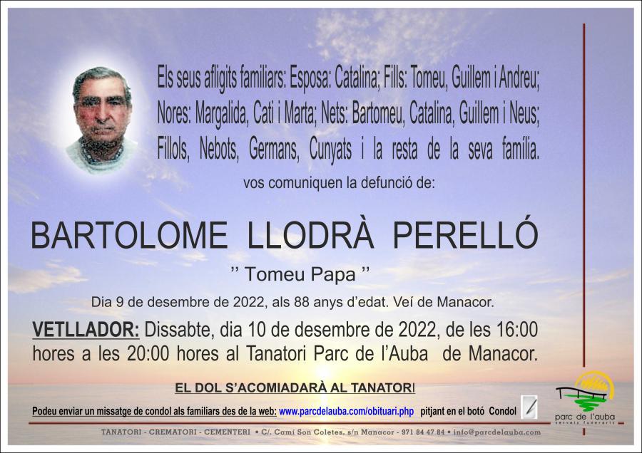 BARTOLOME  LLODRÀ PERELLÓ