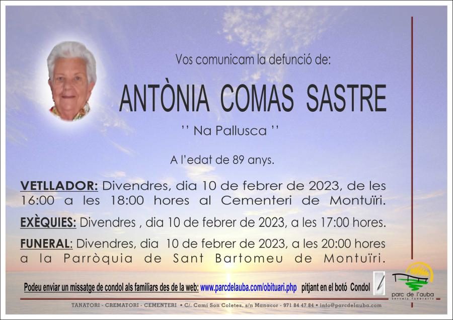 ANTÃ'NIA COMAS SASTRE