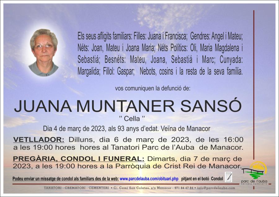 JUANA  MUNTANER SANSÓ