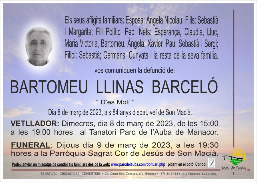 BARTOMEU LLINÀS  BARCELÓ