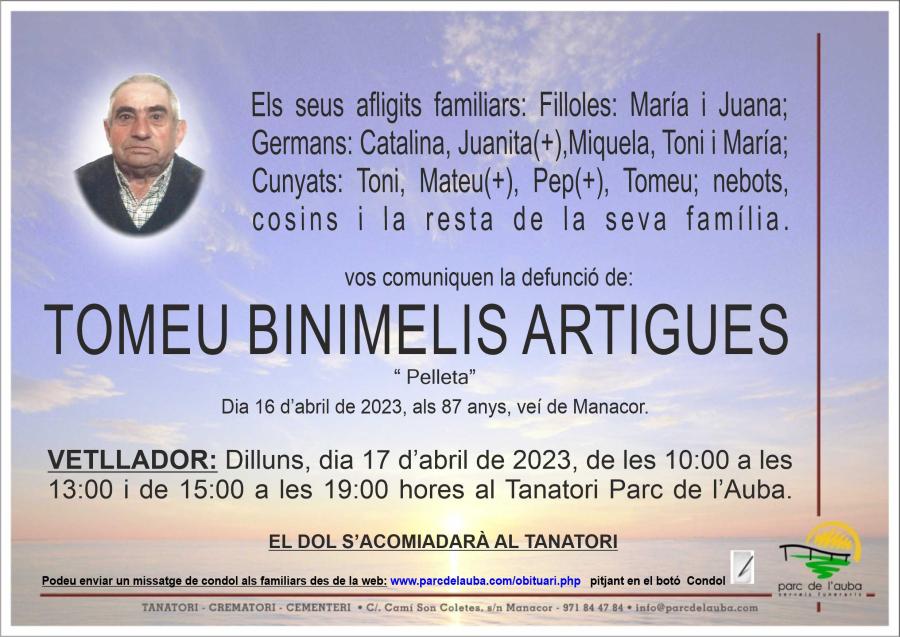 TOMEU BINIMELIS ARTIGUES