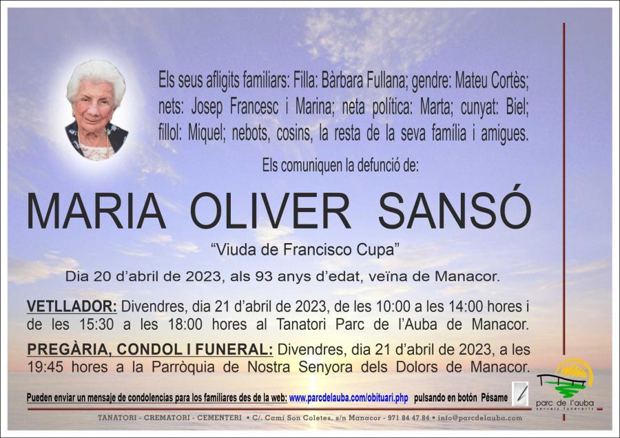 MARIA OLIVER  SANSÓ