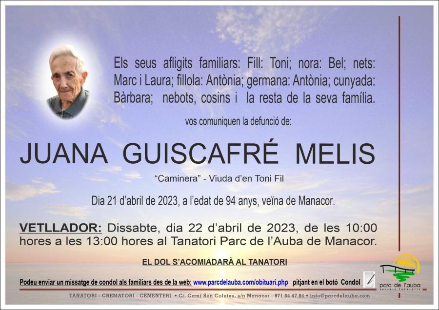 JUANA GUISCAFRÉ MELIS