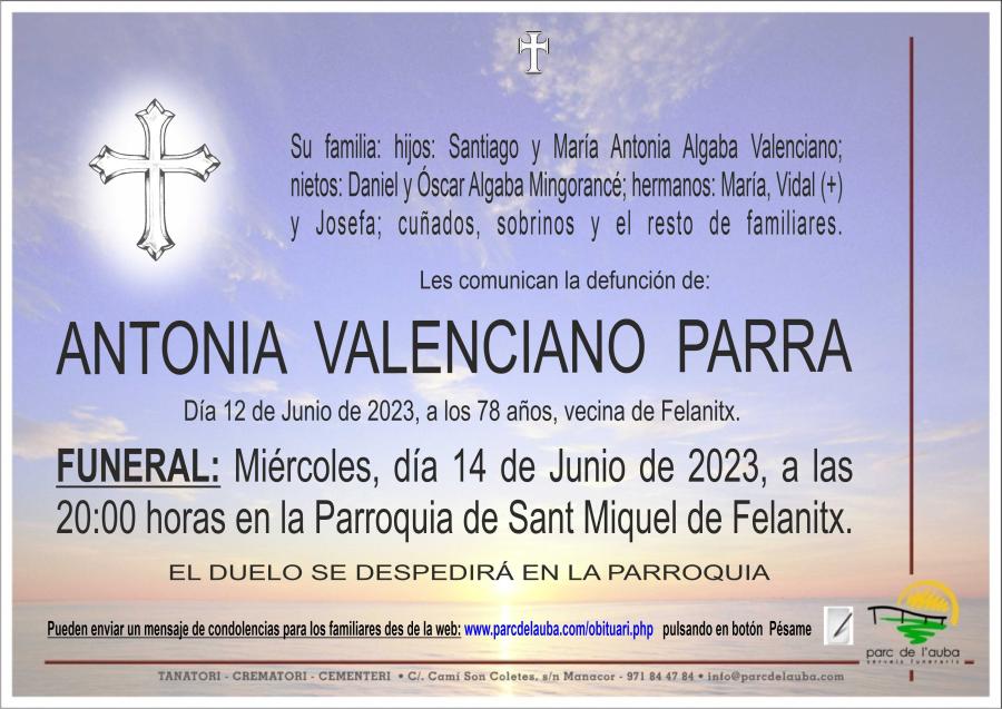 ANTONIA  VALENCIANO PARRA