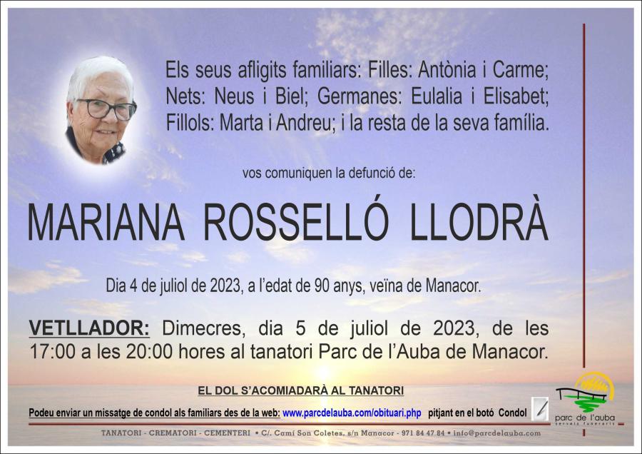 MARIANA ROSSELLÓ LLODRÀ