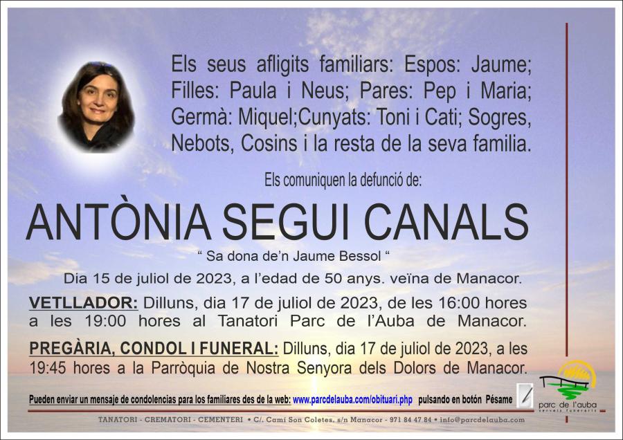 ANTÃ'NIA  SEGUI CANALS