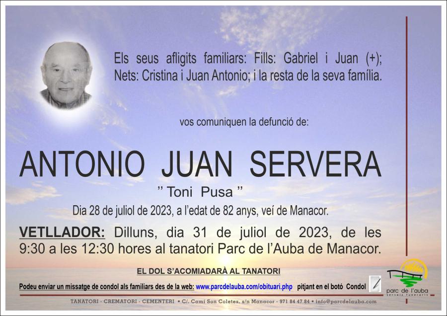 ANTONIO JUAN SERVERA