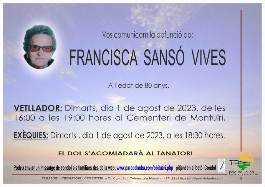 FRANCISCA SANSÓ VIVES