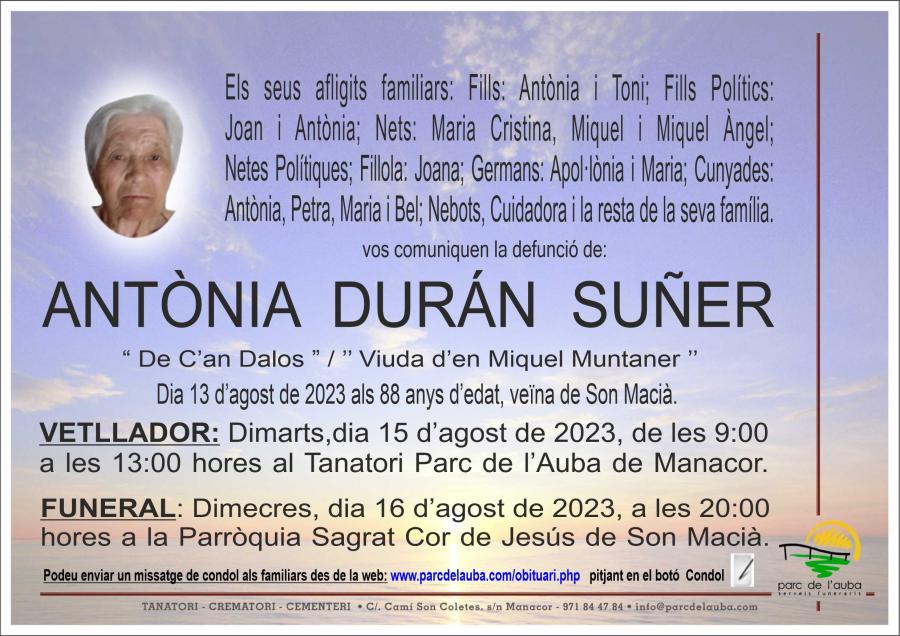 ANTÃ'NIA  DURÁN SUÑER